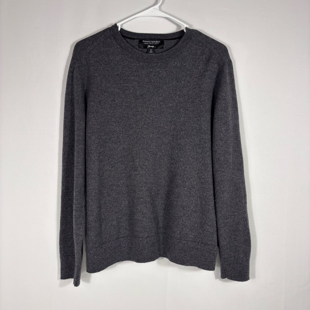 Banana Republic Charcoal Grey Italian Marino Yarn Knit Pullover Size Medium